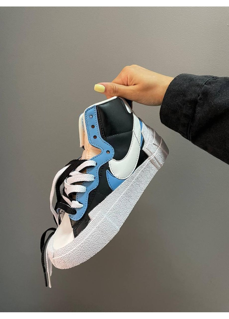 Чорні Осінні кросівки чоловічі nike blazer x sacai black legend blue найк блейзер No Brand