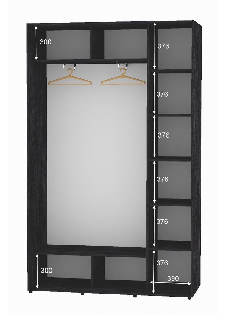 Шкаф-купе двухдверный 150*45*230 Бетон темный Зеркало/Зеркало с пескоструйным рисунком Алекса (360479320)
