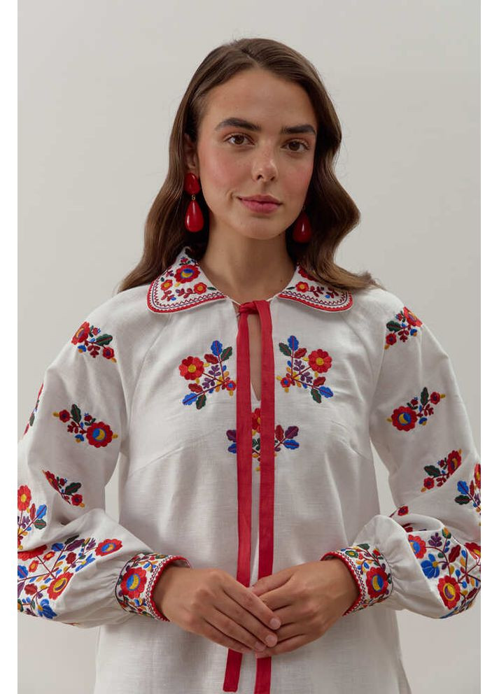 Біла вишиванка жіноча із лляного полотна яворівська (fm3037) Folk Moda (365729887)