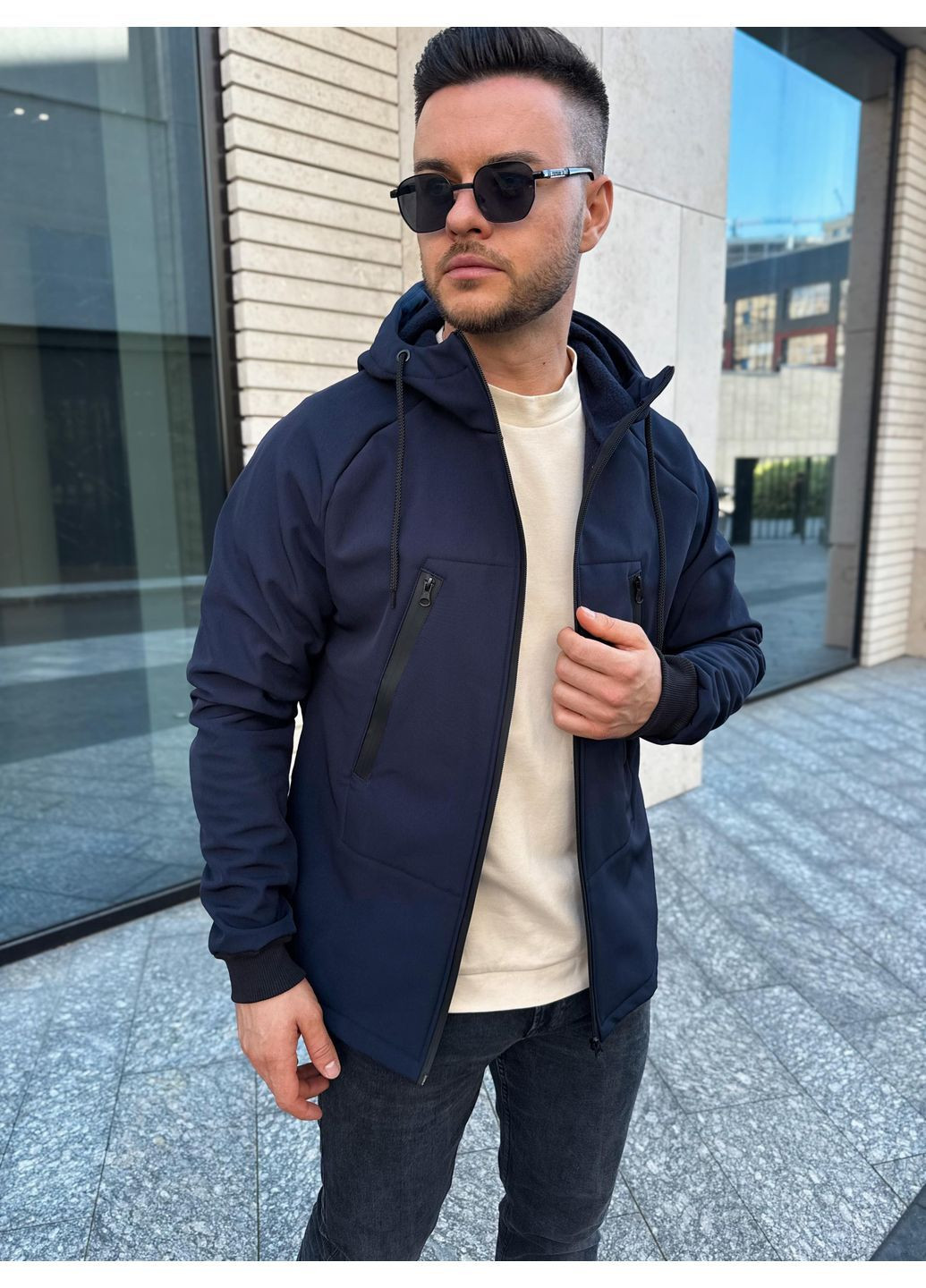 Темно-синяя водоотталкивающая куртка некст шел No Brand