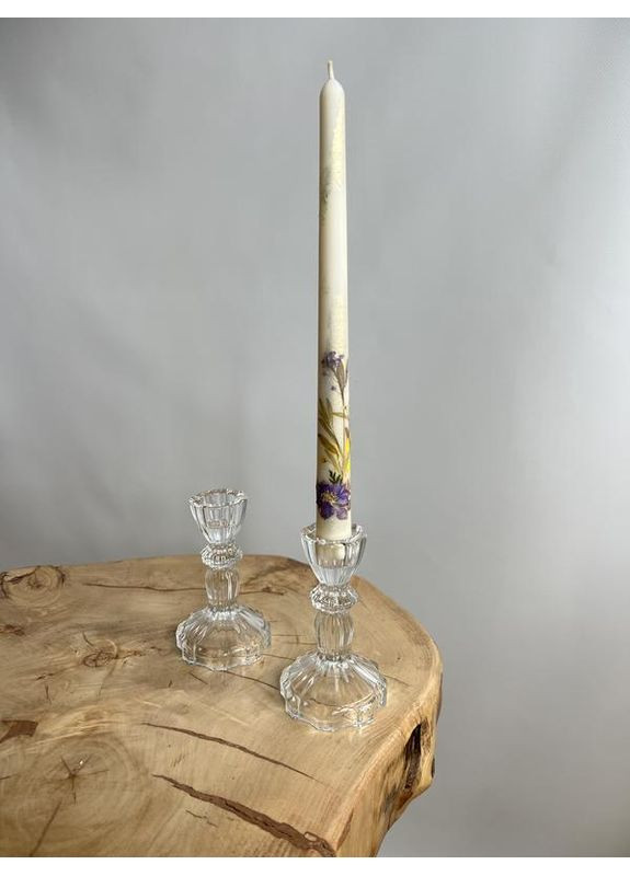 Скляний підсвічник на ніжці, двосторонній, 11 см No Brand (361977194)