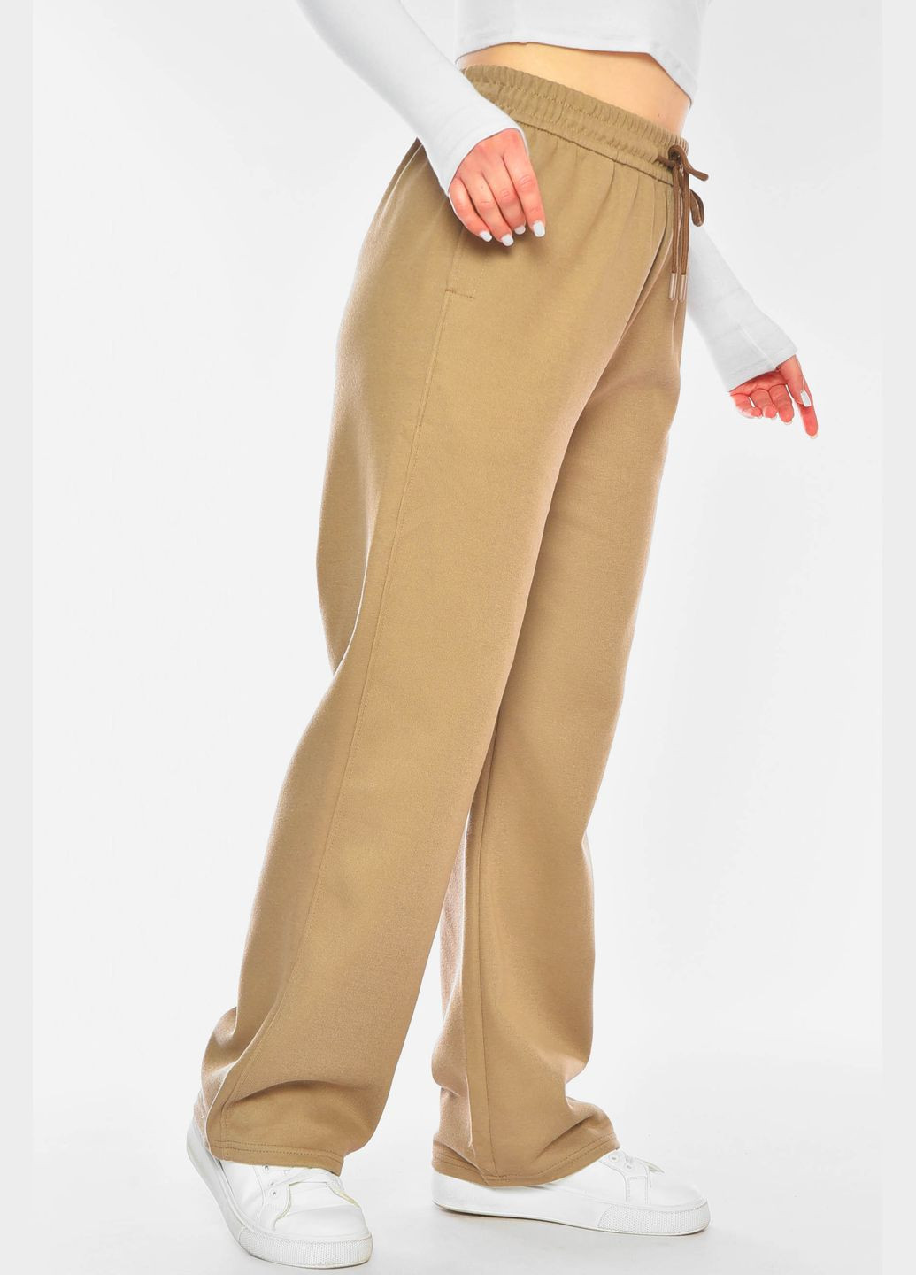 Штаны женские однотонные бежевого цвета Let's Shop (329995741)