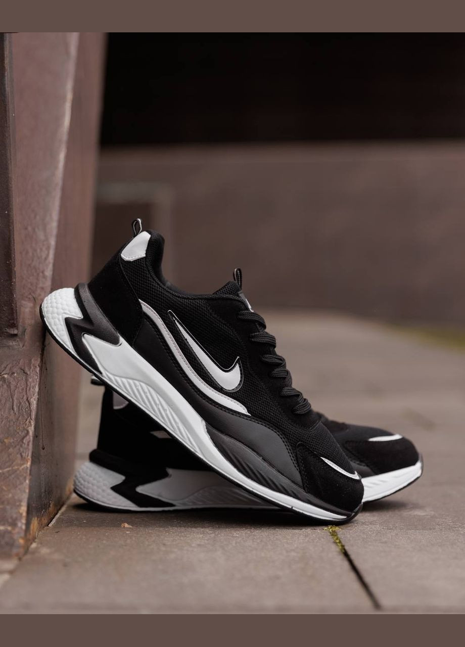 Черно-белые демисезонные кроссовки мужские No Brand