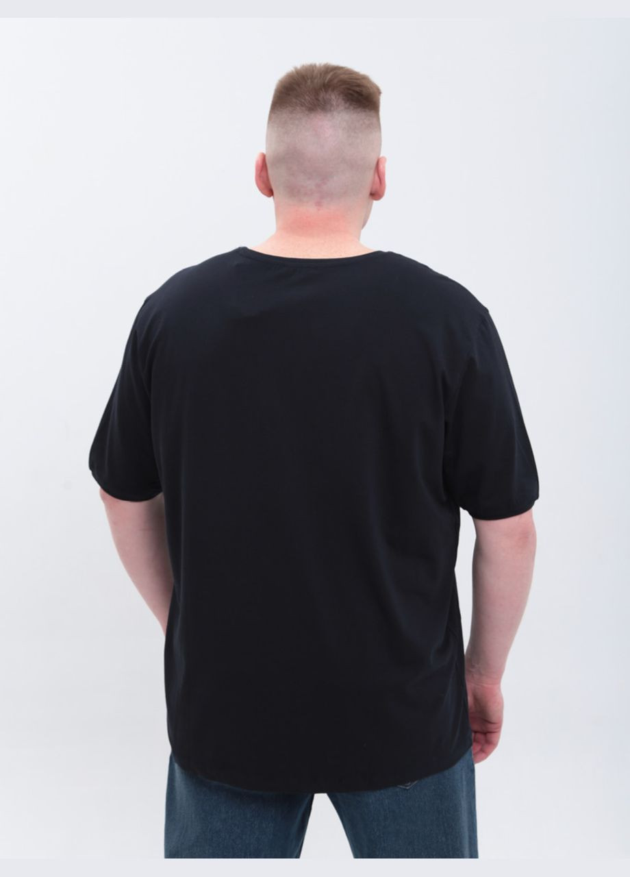 Темно-синяя мужская футболка темно-синяя большой размер с коротким рукавом Jean Piere Пряма