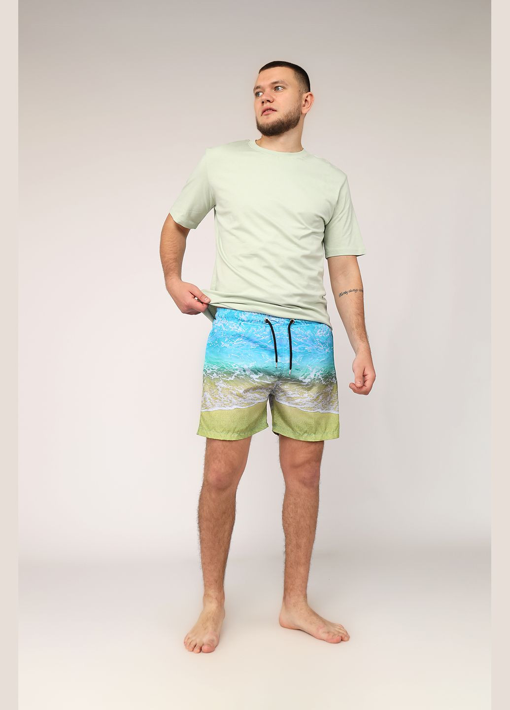Шорты пляжные мужские цвет бирюзовый CB-00276216 ILBES (331284166)