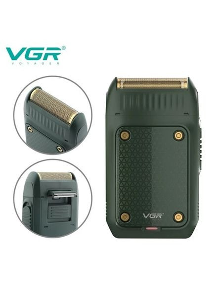 Электробритва V-353 (зеленая) сеточная с триммером Водонепроницаемая (IPX7), аккумуляторная, для сухого и влажного бритья VGR (364233631)