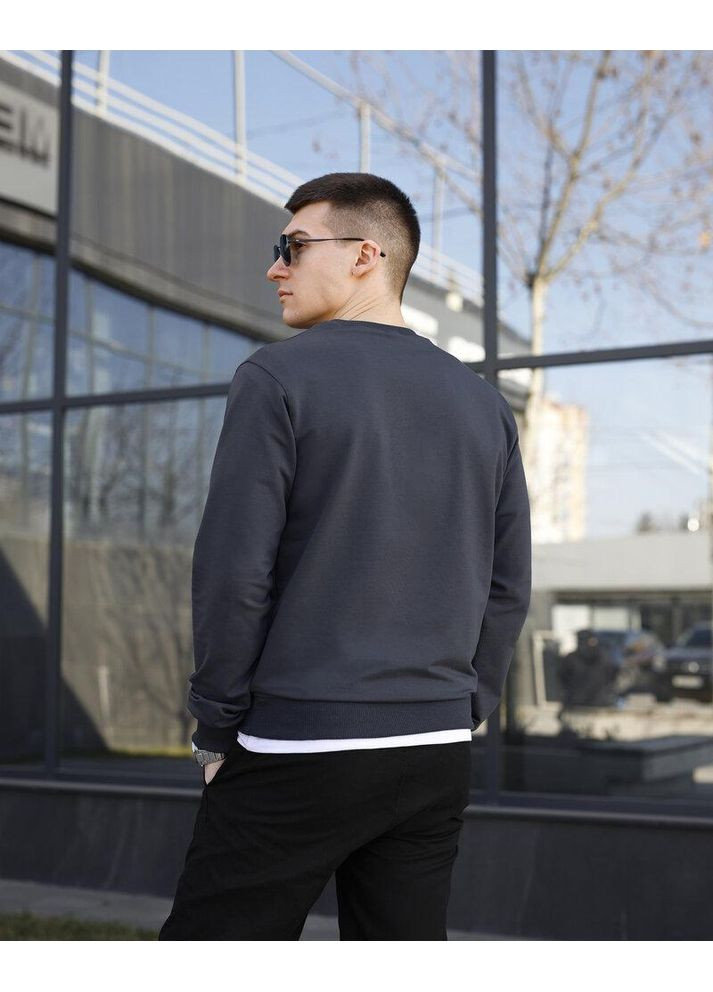 Графітовий базовий чоловічий світшот Vakko однотонний без декору (354229909)