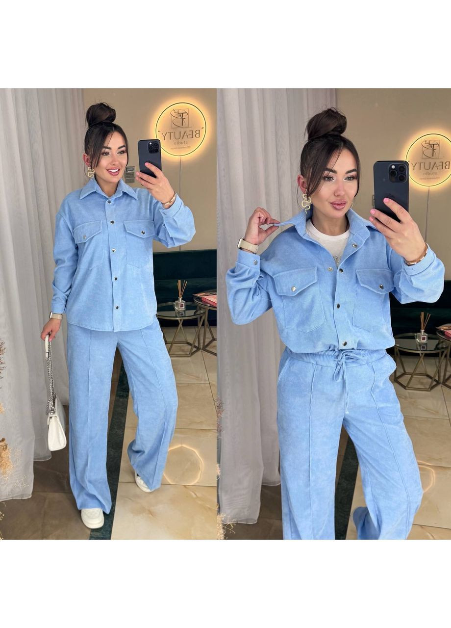 Жіночий костюм із сорочкою на кнопках та штанами палаццо No Brand (366391859)