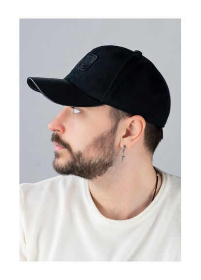 Мужская бейсболка кашемировая "Timeless", козырек экокожа, вышивка Braxton (366340633)