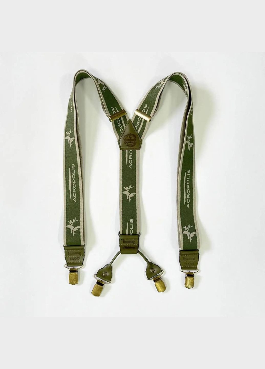 ПР-7 Преміум підтяжки для джинсів та чоловічих штанів. 4-х точкове кріплення. Шкіряні елементи. Потовщена фурнітура 1мм Acropolis (342716946)