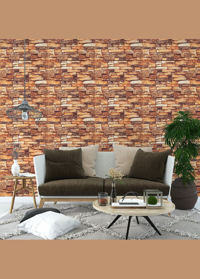Самоклеющаяся декоративная 3D панель под кирпич красный песчаник матовый 700х770х5мм (058M) SW-00000633 No Brand (328578174)