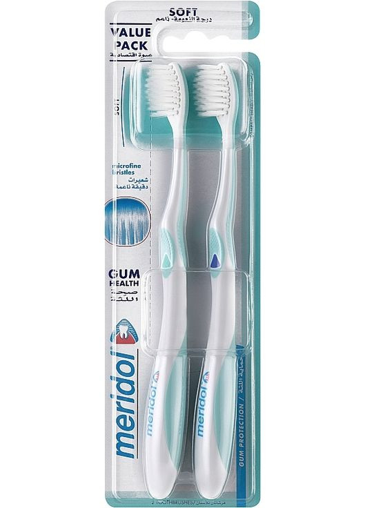 Зубна щітка м'яка, біло-бірюзова Gum Protection Soft Toothbrush 2шт (1283252-31017046) meridol (368648333)