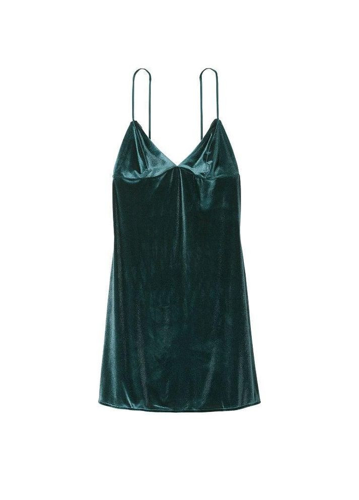 Нічна сорочка Velvet Slip Dress велюрова L зелена Victoria's Secret (282964759)