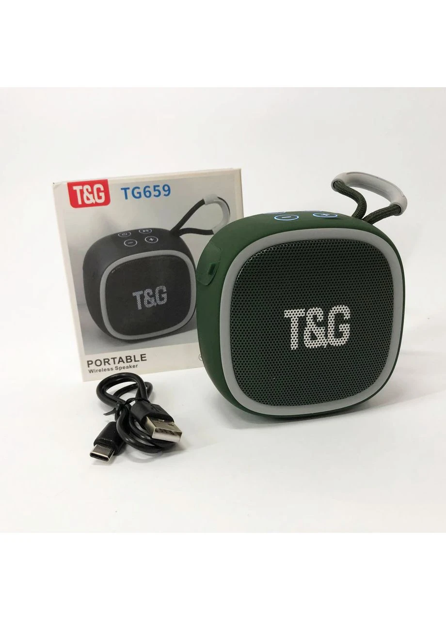 Портативная Bluetooth-колонка TG659 с ремешком, Беспроводная колонка портативная мощная. Цвет: зеленый TG (386149693)