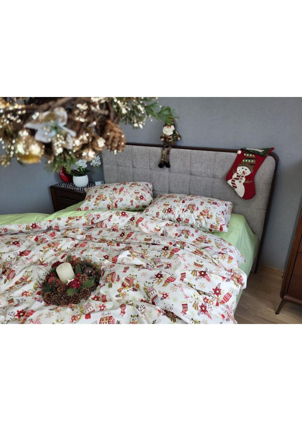 Постельное белье Совенки, ранфорс Евро размер, наволочки 70/70 No Brand (364217520)