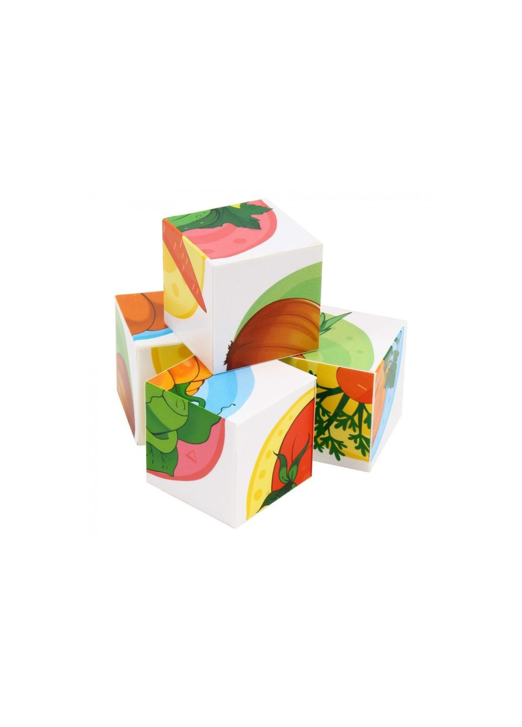 Дитячи ігрові Кубики-пазли Овочі на 4 елементи Білий (46960884) ТехноК (371191521)