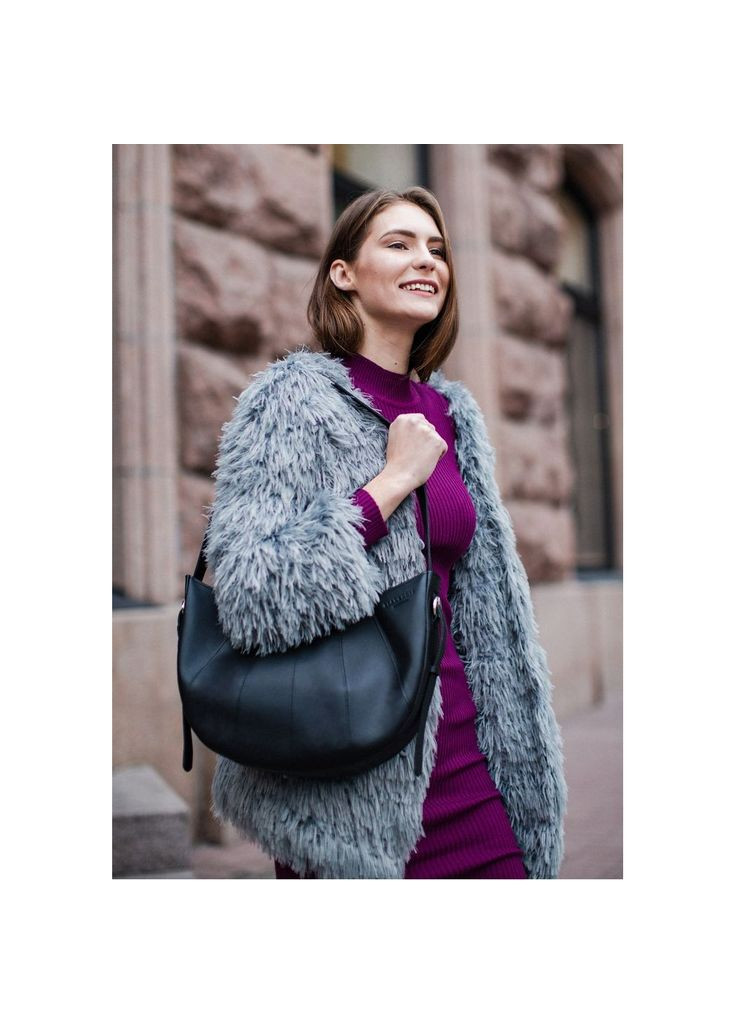 Шкіряна жіноча сумка Круасан чорна Krast BlankNote сумка бохо (348359239)