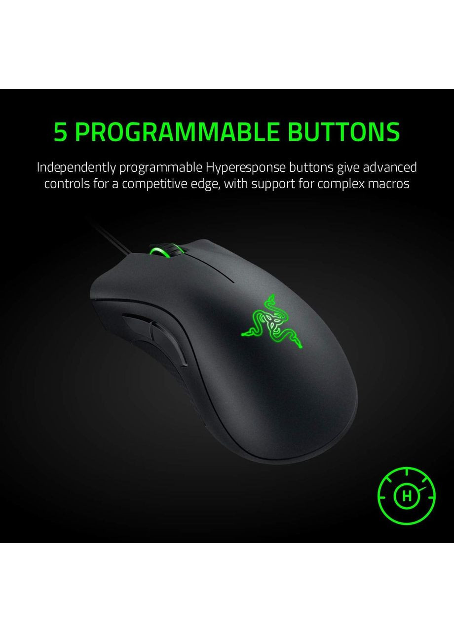 Игровая мышь DeathAdder Essential черная, оптический сенсор 6400 DPI, 5 программируемых кнопок, эргономичный дизайн Razer (354827662)