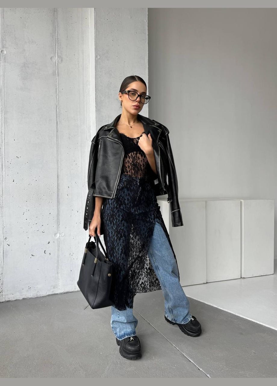 Черное повседневный женское платье из гипюра Avanti