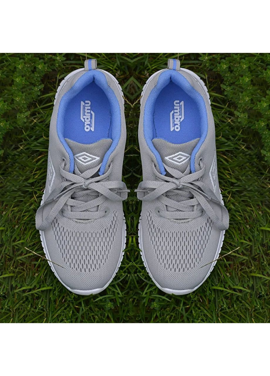 Сірі осінні сірі кросівки унісекс з білою підошвою та сітчастим візерунком Umbro Chass