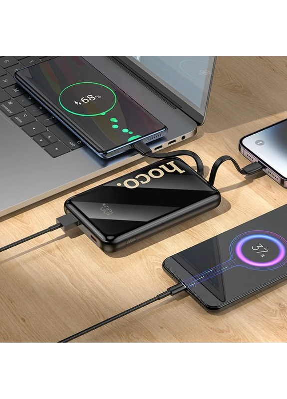 Внешний аккумулятор Q37 Graceful 22.5W+PD20W power bank with two cables(10000mAh) Black Hoco (401877012)