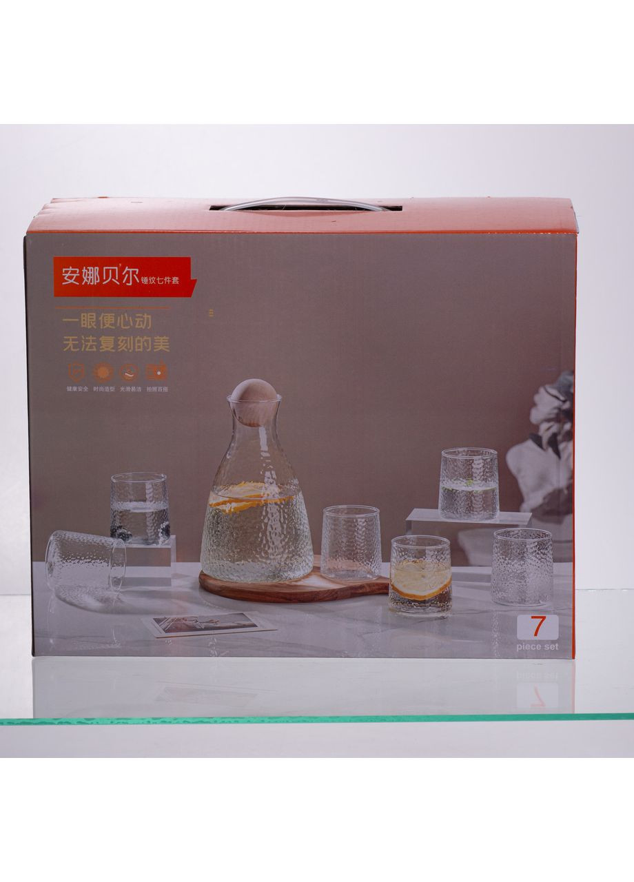 Набор для напитков графин 2 литра и 6 стаканов из стекла для воды и соков сервировка стола посуда Yiwu (370432653)