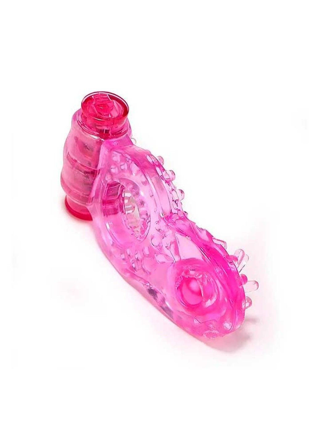 Розовое эластичное эрекционное кольцо со щетинками и вибрацией No Brand (288538251)