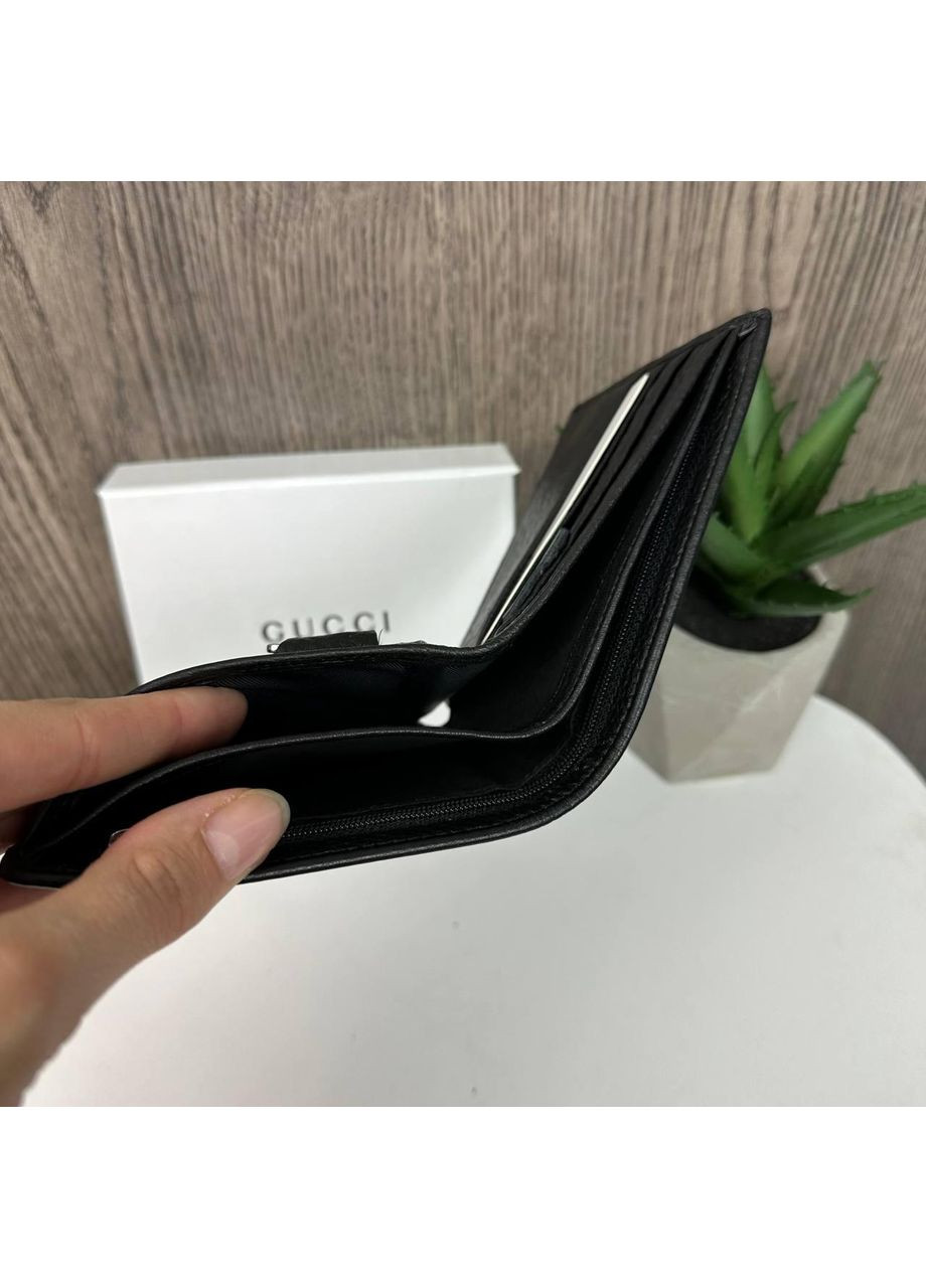 Чоловічий шкіряний гаманець люкс якість у коробці портмоне для грошей та карт чорний 10х12 см ProDobro (363221572)