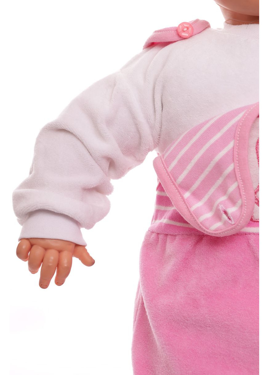 Розовый зимний костюм с длинным рукавом для девочки велюровый собачкой розовый 68 см (30011) BABYKROHA