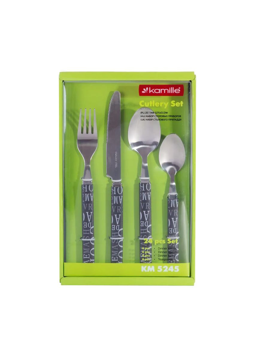 Набор столовых приборов 24 предмета с пластиковыми ручками KM- hjk Kamille 5245 (360880103)