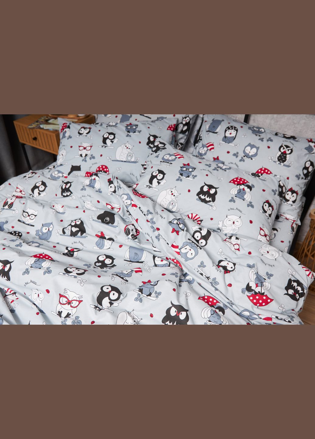 Комплект постільної білизни Бязь Gold Люкс «» двоспальний 175х210 наволочки 4х70х70 (MS-820005469) Moon&Star Owls Gray (296910026)