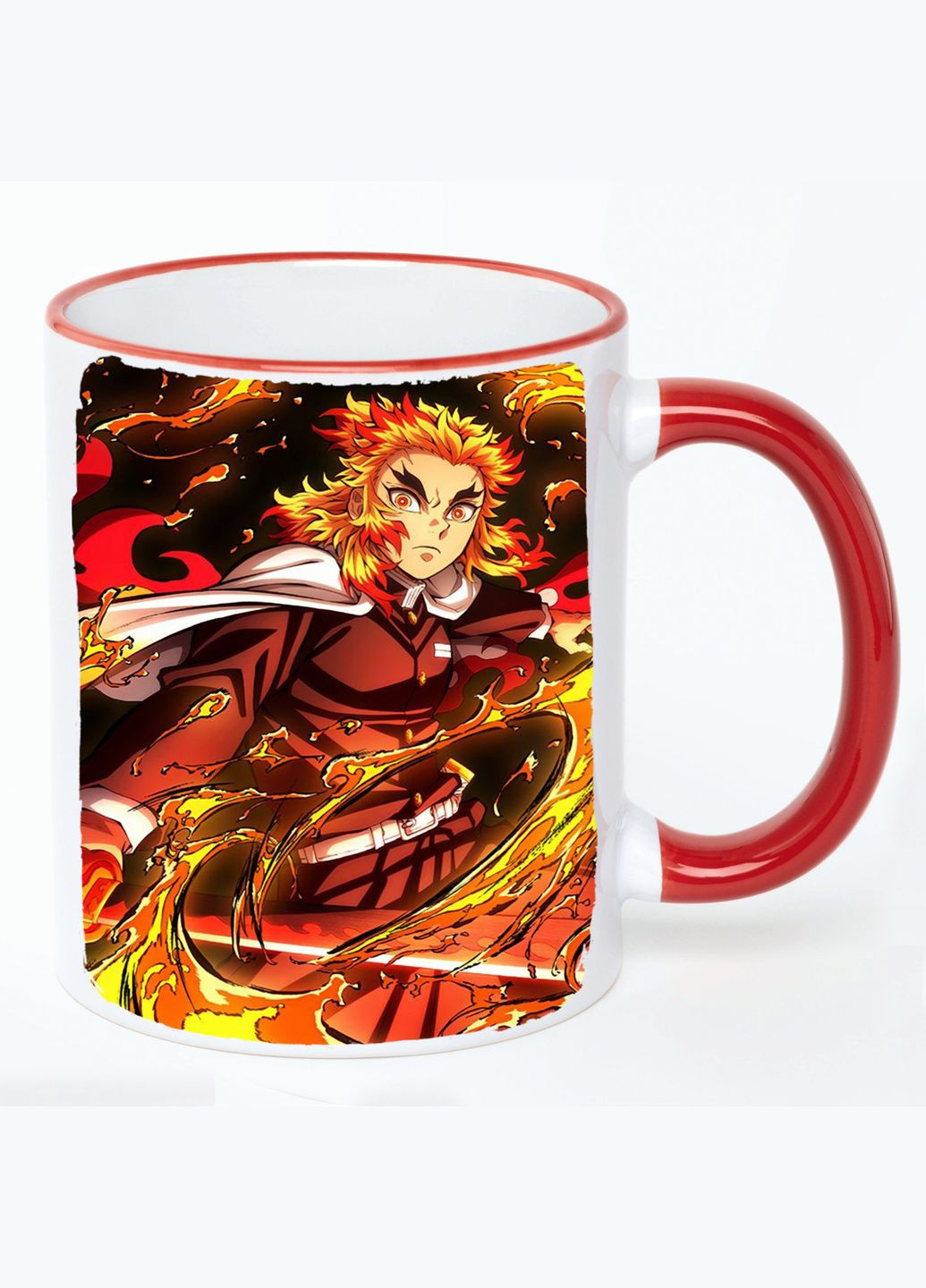 Чашка Клинок, уничтожающий демонов Аниме #016 (кружка, кружка) Белая с Красной ручкой 330 мл No Brand (322712770)