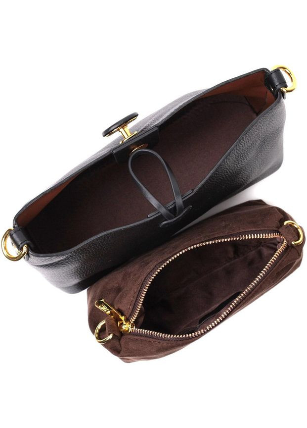 Сумка кросс-боди через плечо женская из натуральной кожи средняя Черный 36542 Vintage (353690045)