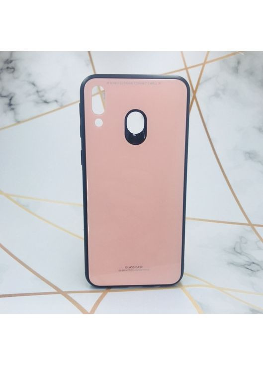 Силіконовий чохол case зі скляною задньою панеллю для Samsung Galaxy M20 Рожевий Glass (359491463)