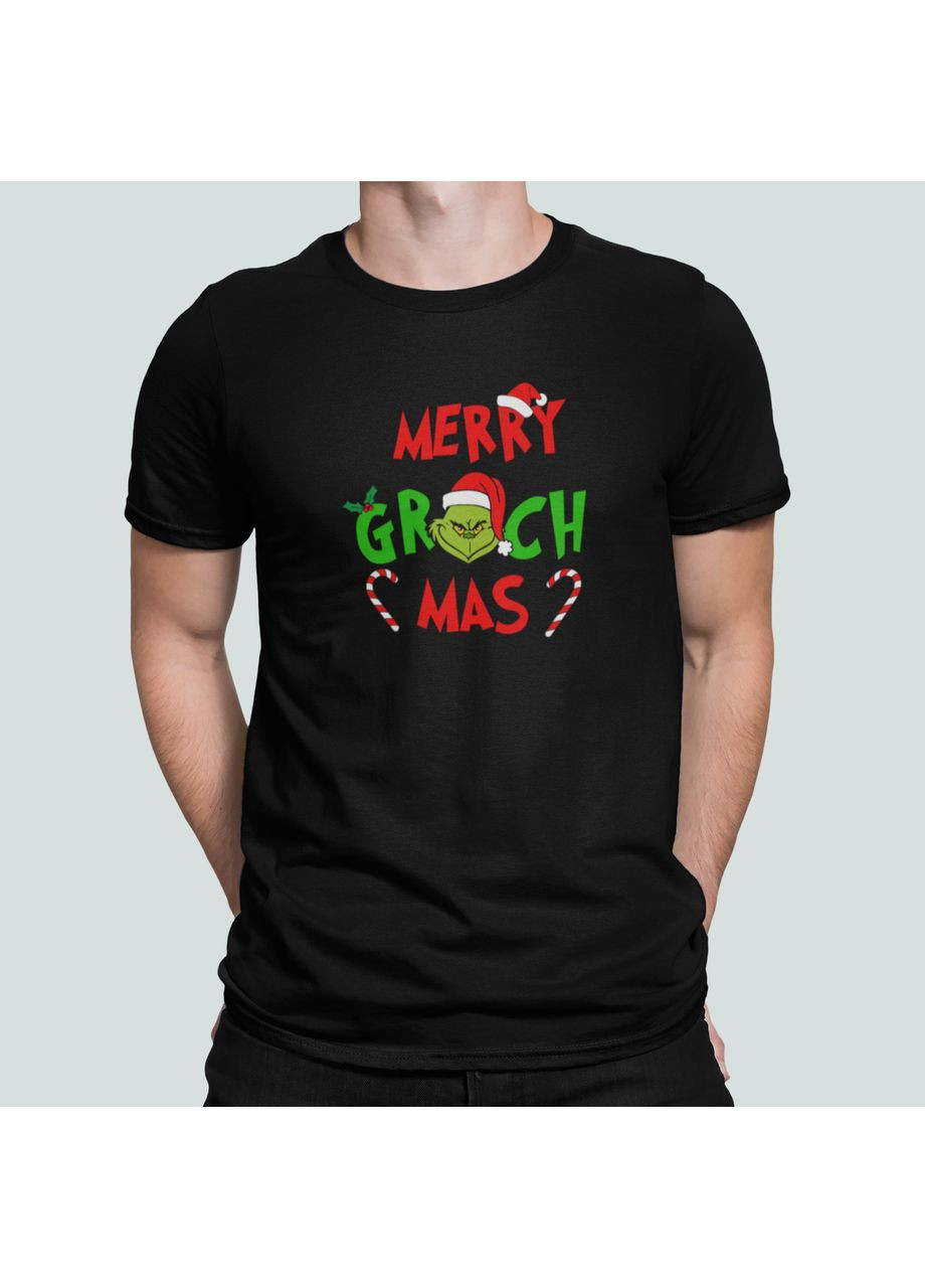 Черная мужская новогодняя футболка с принтом merry grinchmas grinch гринч Stedman