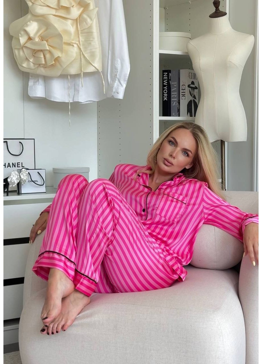 Малинова піжама шовк сорочка та штани Україна