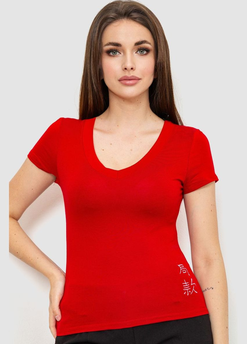Красная демисезон женская футболка, цвет голубой, Ager