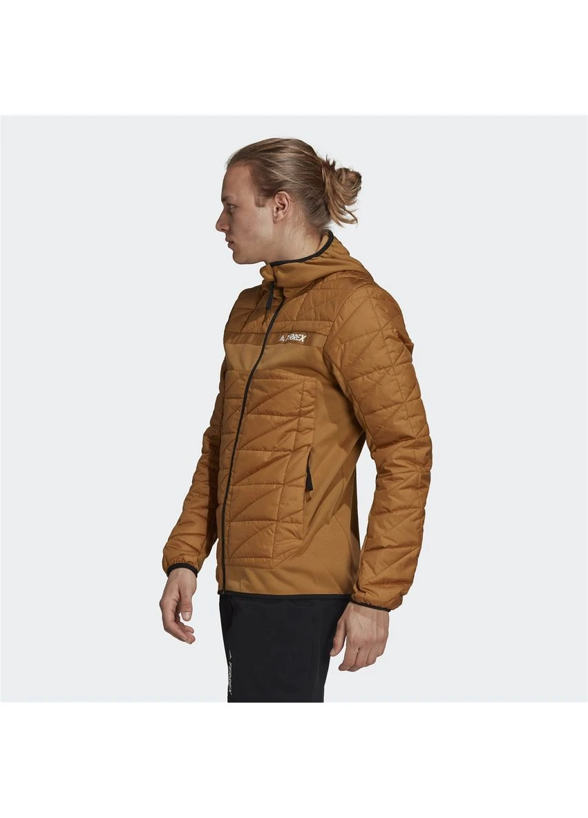Коричнева демісезонна куртка terrex multi primegreen hybrid insulated jacket brown gp2633 adidas