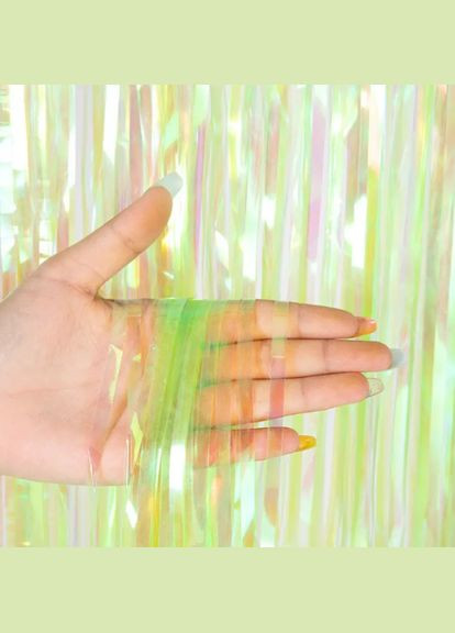 Мішура для фотозони 2 м на 1 м перламутрово-салатовий Jannet Дощик (316430777)