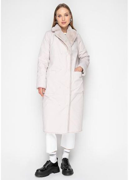 Пальто з Екохутром і Шалевим Коміром 1101M-C Молоко/ вершки SAM Samange (367582241)