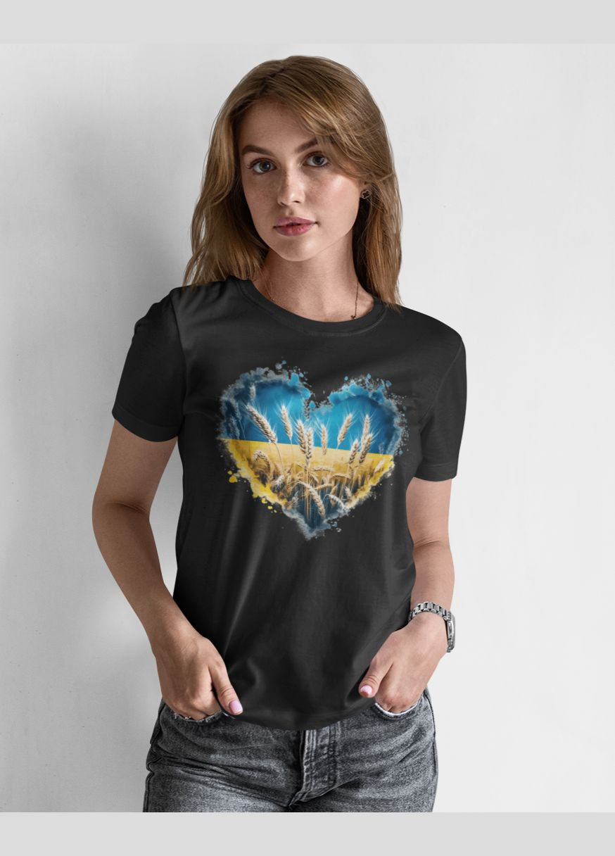 Футболка женская патриотическая с сердцем 211000010 Mishe - (315048405)