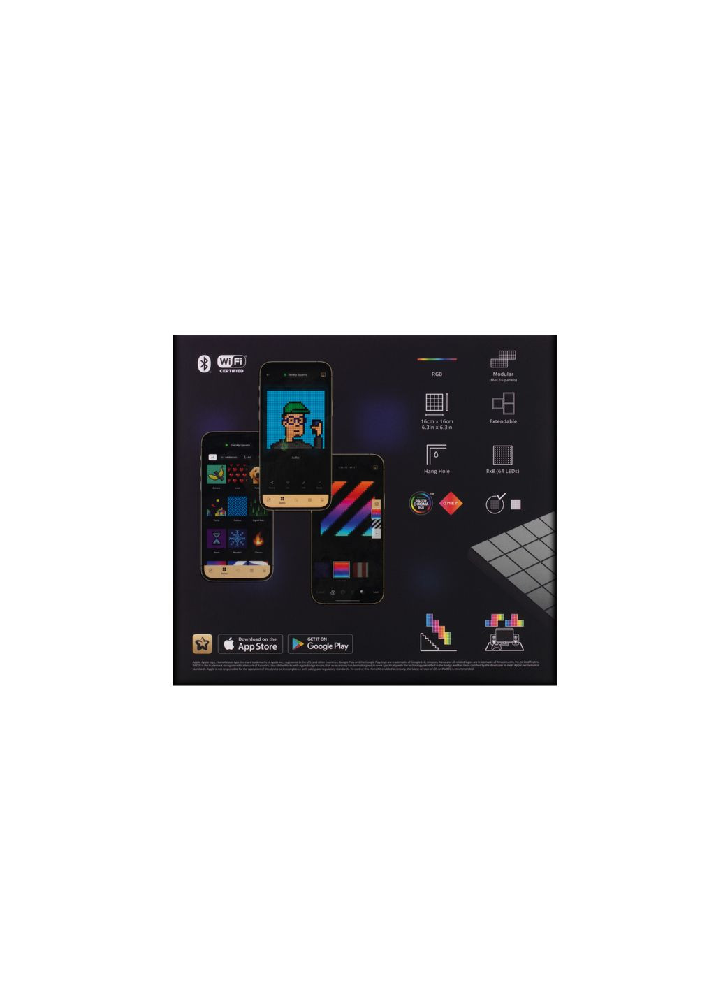 Панель Smart LED Squares 3 RGB, Gen II, IP20, 16x16см, расширение TWQ064STW07-BEU Twinkly (315502993)