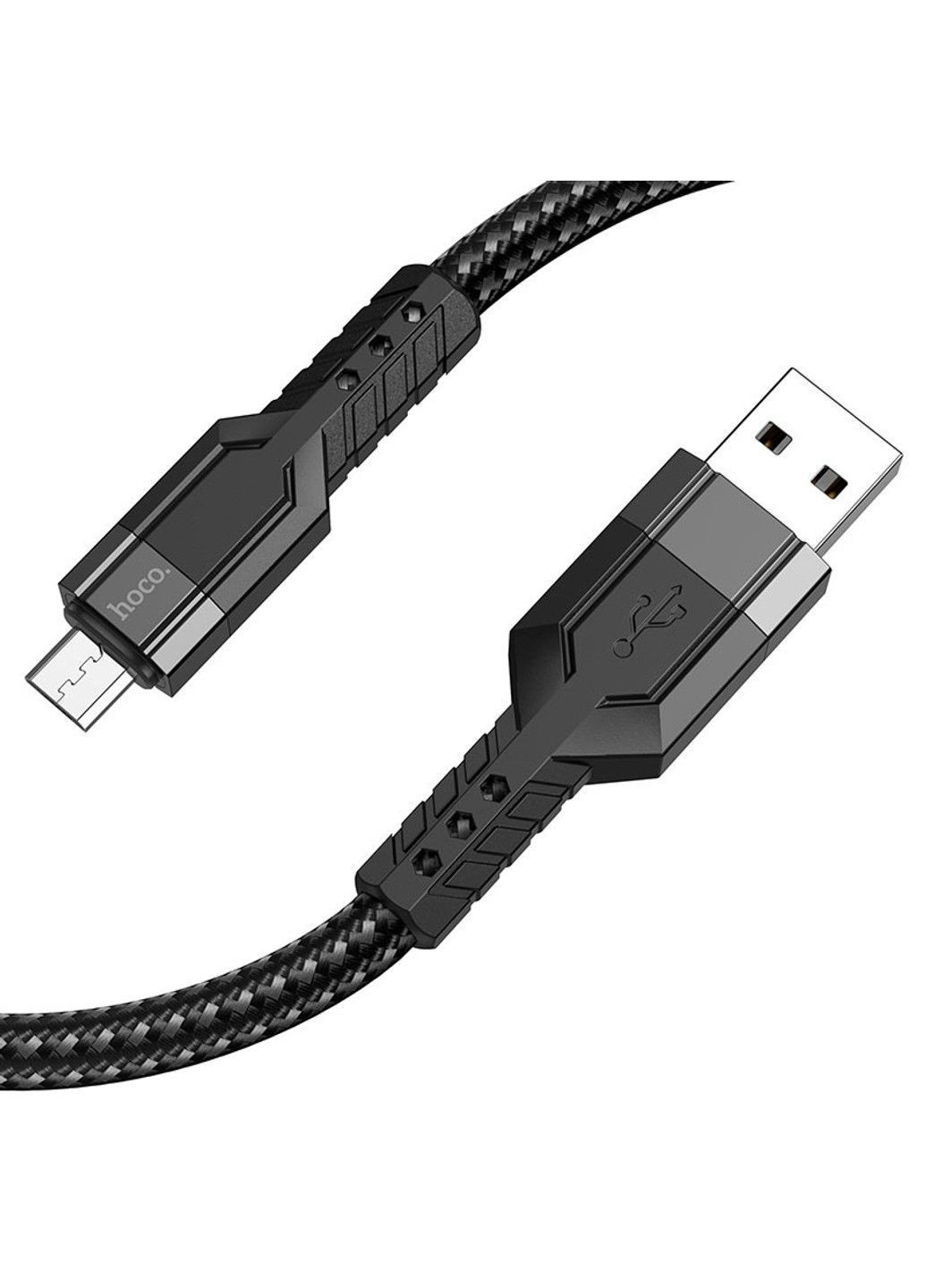 Кабель U110 USB to Micro 2.4A, 1.2m, nylon, aluminum connectors, Black Hoco (371362714)