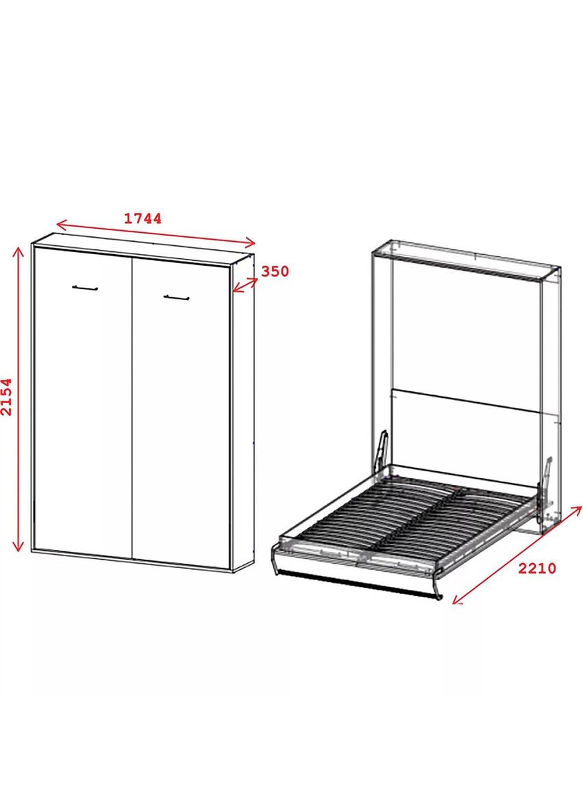 Кровать-трансформер Juno 1,6 1744x2154x2210 К - Антрацит / Ф - Пепельный (SM03021500000) Art In Head (337309177)