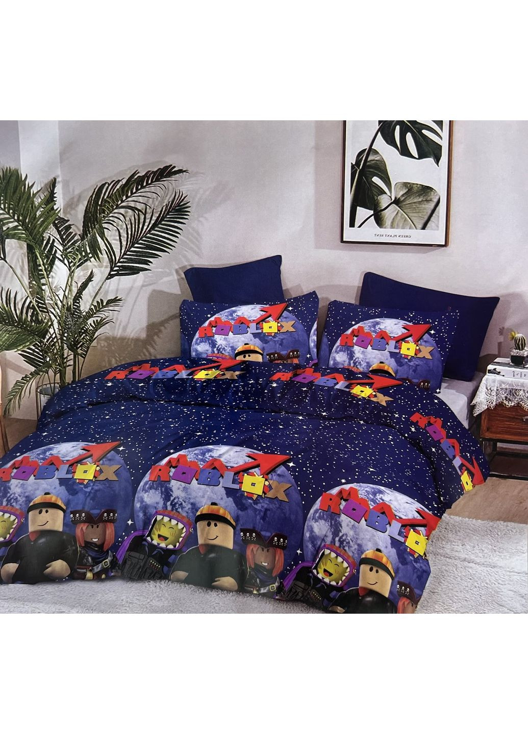 Комплект постільної білизни Бязь Голд "Планета роблекс" Двоспальний 180х220 см No Brand (370270982)