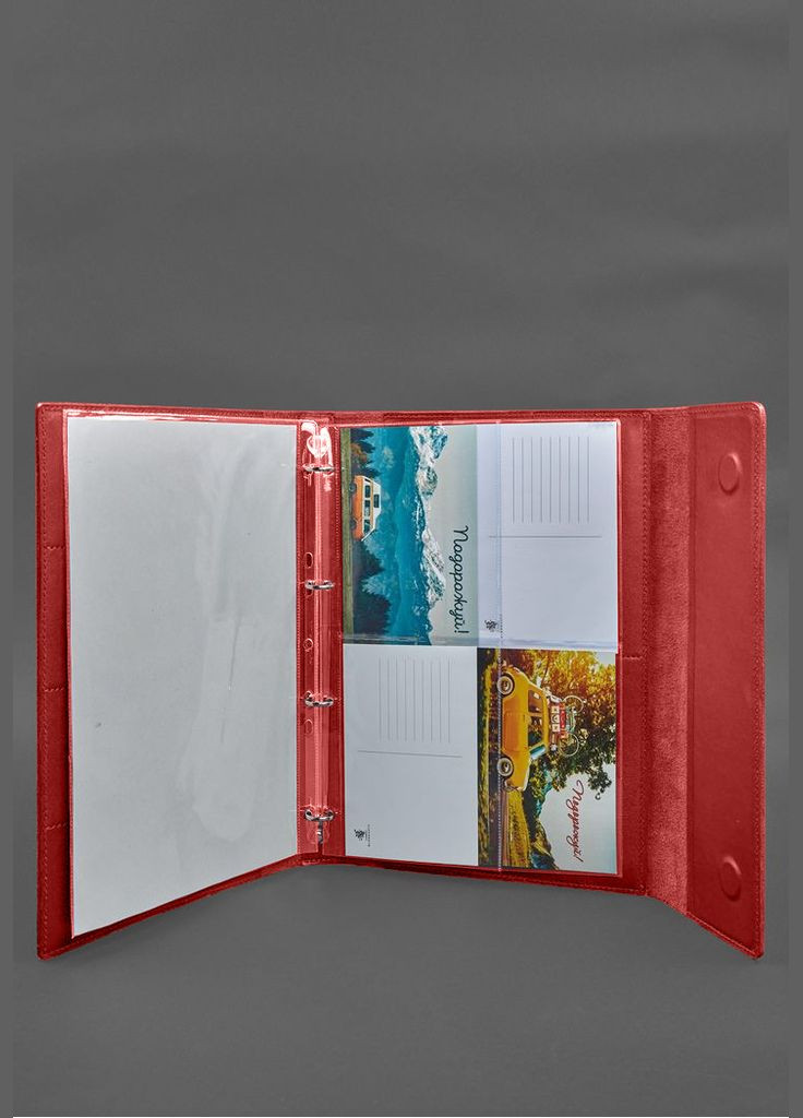 Кожаная папка для документов "семейная" А4 на сегрегаторе с файлами красный (A-028631) BlankNote (330144437)