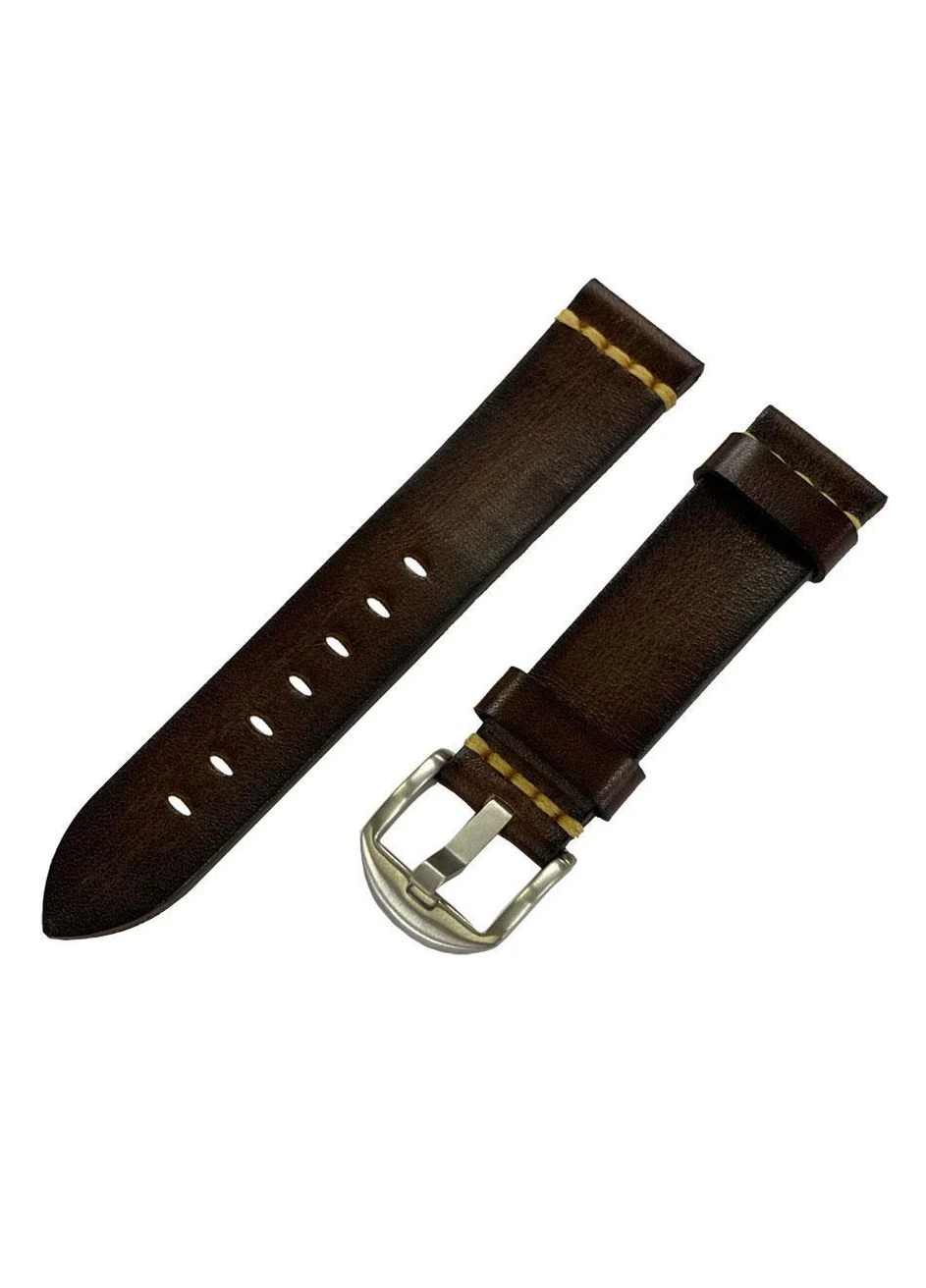 Кожаный ремешок C052B Steel buckle для часов Garmin Vivoactive 3 / Vivomove HR - Dark Brown Primolux (334011547)