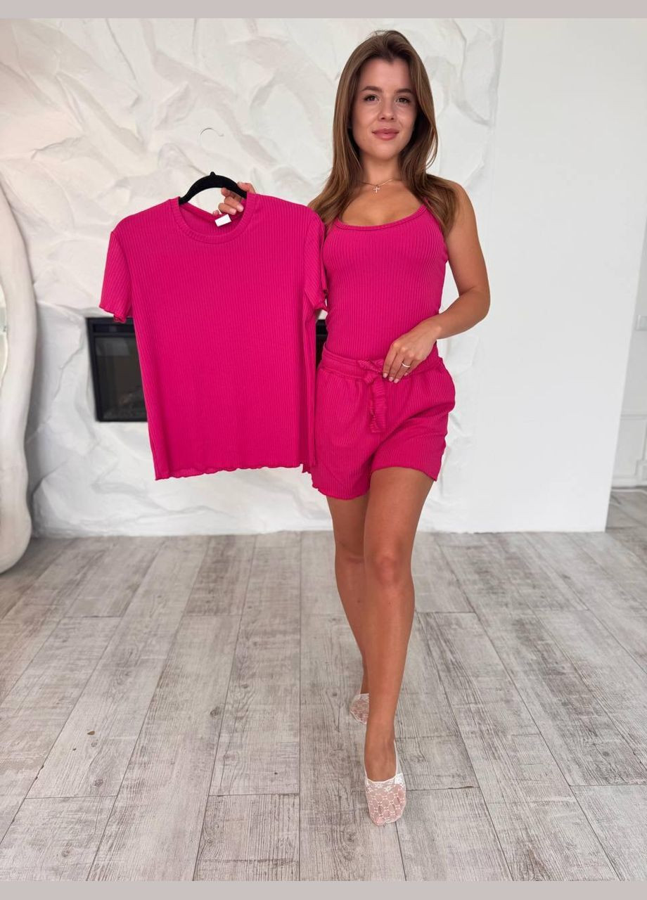 Малинова піжама 3 речі малиновий (п4к-al-rub-25-0011-03) No Brand