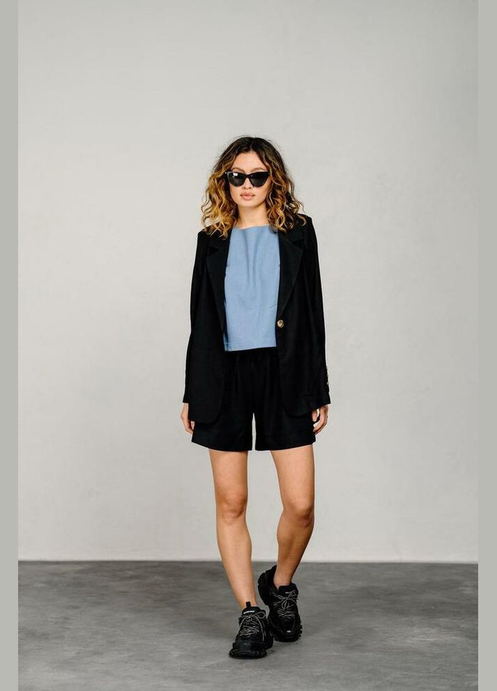 Женский льняной серо-голубой топ без рукавов MKAZ6454-1 Modna KAZKA — 336932043