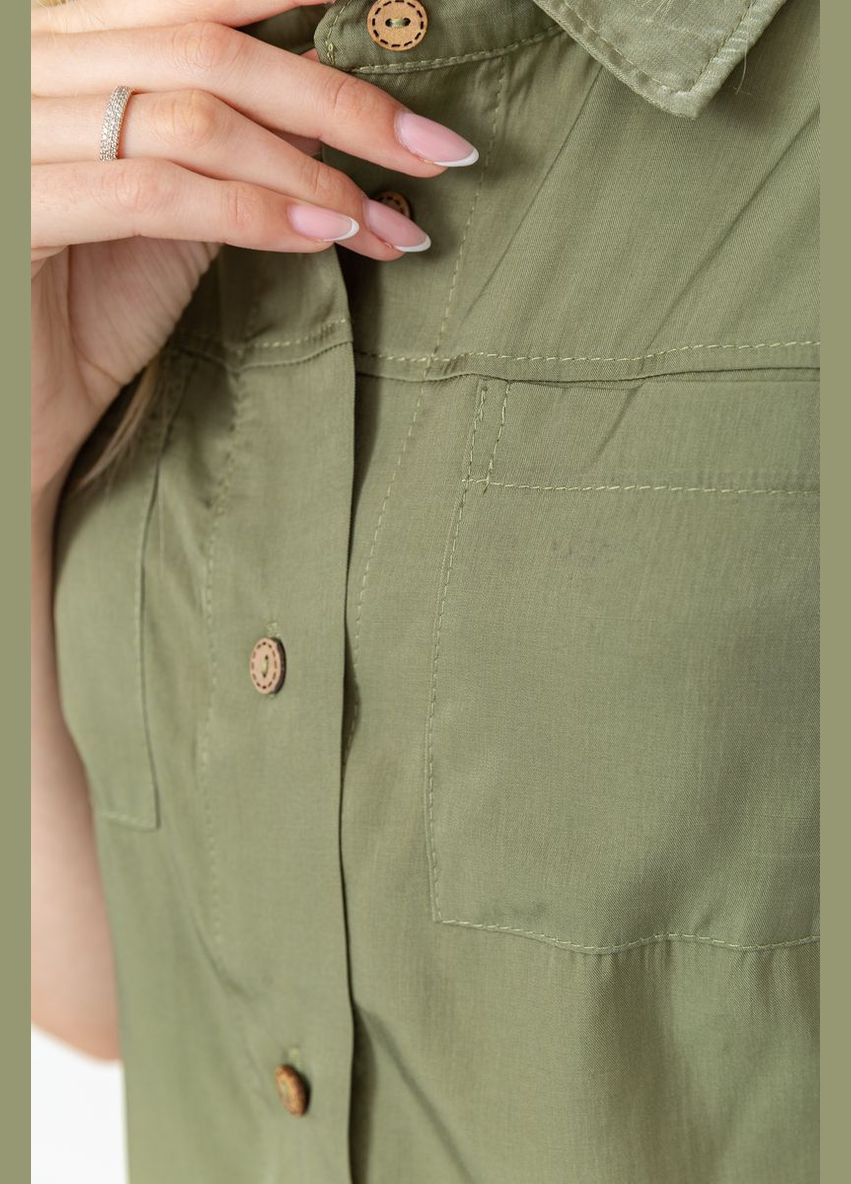 Хаки блуза без рукавов однотонная, цвет хаки, Ager